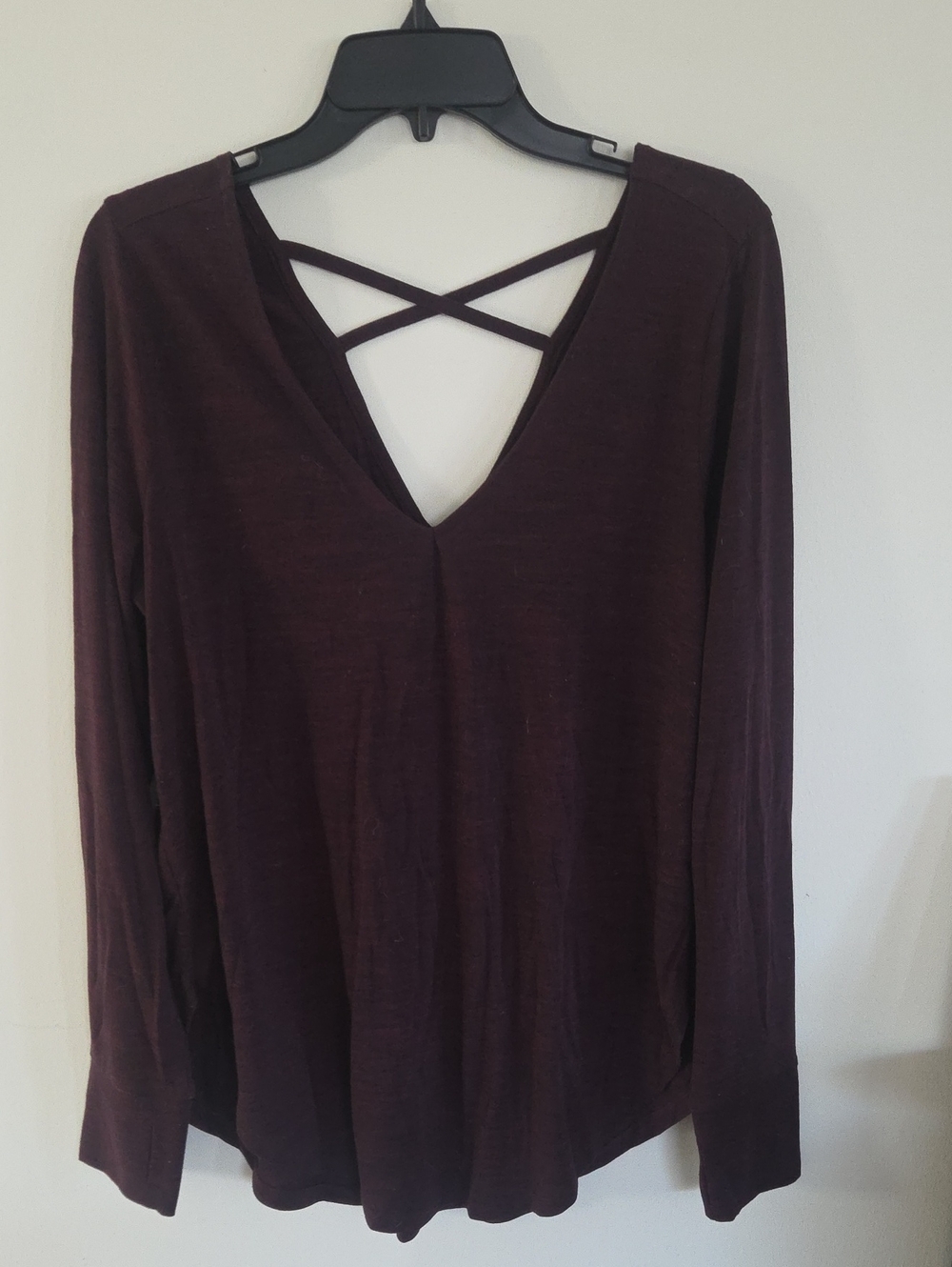 torrid Crisscross Back Long-Sleeve Top - Deep Wine